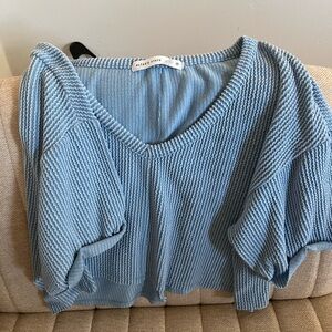 Altar'd State Light Blue V-Neck Sweater